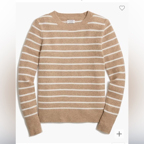 J crew heather mushroom ivory Striped crewneck sweater in extra-soft yarn - Picture 4 of 5